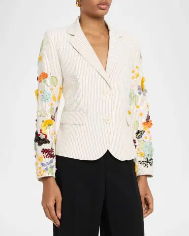 Libertine Butterfly Fields Single-Breasted Striped Short Jacket | Thumbnail 4 Libertine Butterfly Fields Single-Breasted Striped Short Jacket | Thumbnail 4