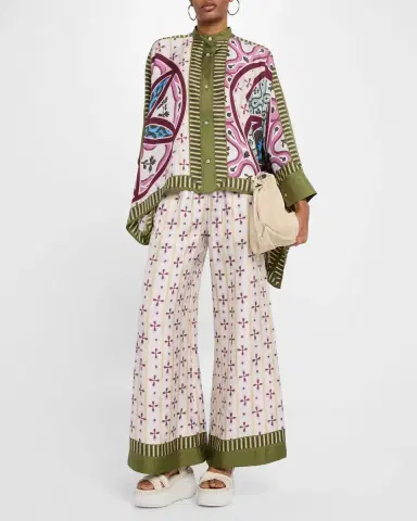 La DoubleJ Printed Silk Wide-Leg Palazzo Pants | Thumbnail 2 La DoubleJ Printed Silk Wide-Leg Palazzo Pants | Thumbnail 2