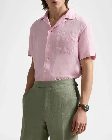 Polo Ralph Lauren Men's Slub Linen Camp Shirt | Thumbnail 4 Polo Ralph Lauren Men's Slub Linen Camp Shirt | Thumbnail 4
