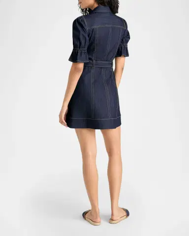 Cinq a Sept Holly Denim Puff-Sleeve Mini Dress | Thumbnail 3 Cinq a Sept Holly Denim Puff-Sleeve Mini Dress | Thumbnail 3