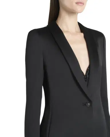 Giorgio Armani Crystal Button Silk Single-Breasted Long Jacket | Thumbnail 4 Giorgio Armani Crystal Button Silk Single-Breasted Long Jacket | Thumbnail 4