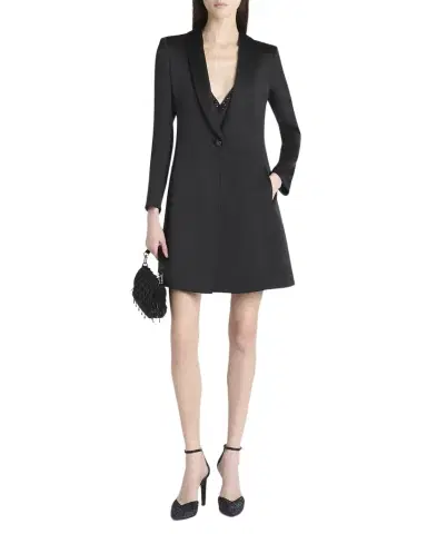 Giorgio Armani Crystal Button Silk Single-Breasted Long Jacket | Thumbnail 1 Giorgio Armani Crystal Button Silk Single-Breasted Long Jacket | Thumbnail 1