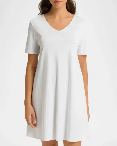 Hanro Silk-Trim Mercerized Cotton Nightgown | Thumbnail 2 Hanro Silk-Trim Mercerized Cotton Nightgown | Thumbnail 2