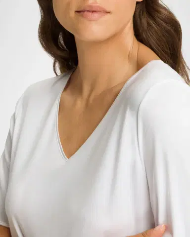 Hanro Silk-Trim Mercerized Cotton Nightgown | Thumbnail 4 Hanro Silk-Trim Mercerized Cotton Nightgown | Thumbnail 4