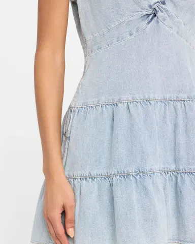 Alice + Olivia Mila Deep V Twist Denim Mini Dress | Thumbnail 5 Alice + Olivia Mila Deep V Twist Denim Mini Dress | Thumbnail 5
