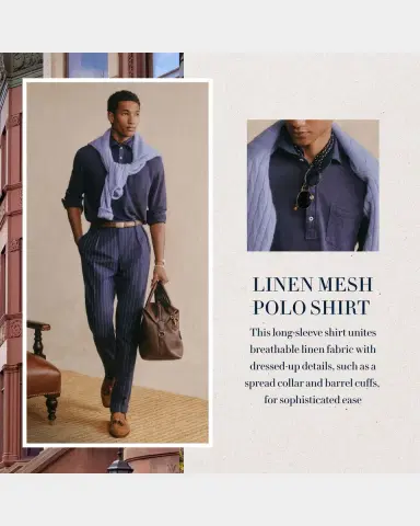 Polo Ralph Lauren Men's Linen Mesh Polo Shirt | Thumbnail 9 Polo Ralph Lauren Men's Linen Mesh Polo Shirt | Thumbnail 9