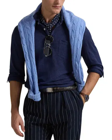 Polo Ralph Lauren Men's Linen Mesh Polo Shirt | Thumbnail 6 Polo Ralph Lauren Men's Linen Mesh Polo Shirt | Thumbnail 6