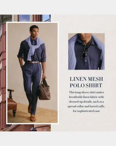 Polo Ralph Lauren Men's Linen Mesh Polo Shirt | Thumbnail 10 Polo Ralph Lauren Men's Linen Mesh Polo Shirt | Thumbnail 10