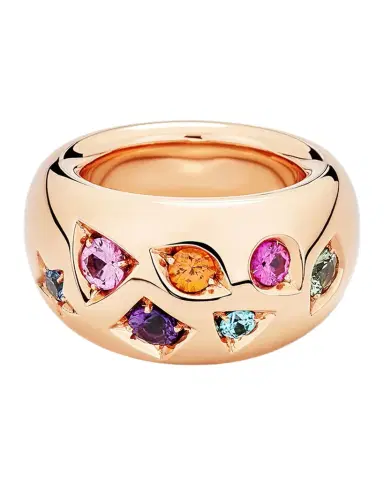 Pomellato Iconica 18K Rose Gold Ring with Rainbow Stones | Thumbnail 1 Pomellato Iconica 18K Rose Gold Ring with Rainbow Stones | Thumbnail 1