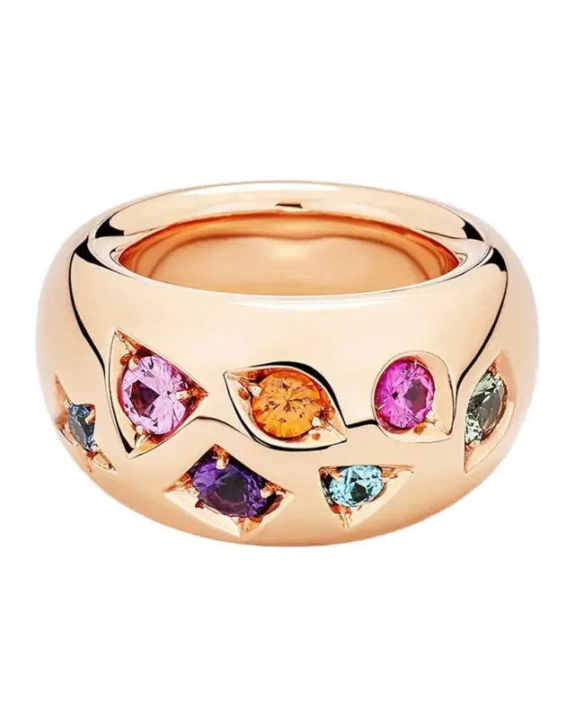 Iconica 18K Rose Gold Ring with Rainbow Stones Iconica 18K Rose Gold Ring with Rainbow Stones