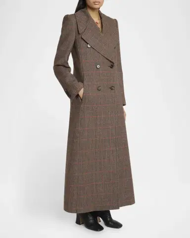 Chloé Plaid Double-Breasted Long Coat | Thumbnail 4 Chloé Plaid Double-Breasted Long Coat | Thumbnail 4