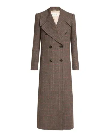 Chloé Plaid Double-Breasted Long Coat | Thumbnail 1 Chloé Plaid Double-Breasted Long Coat | Thumbnail 1