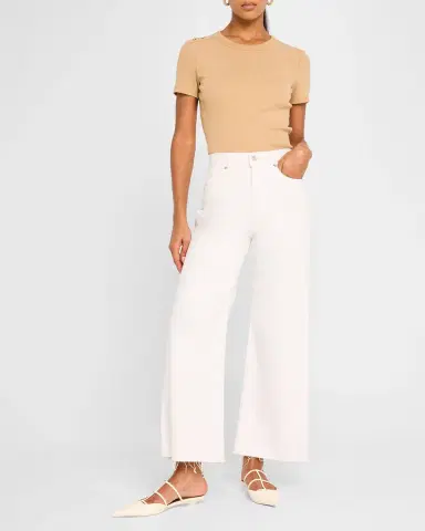Veronica Beard Taylor Cropped High-Rise Wide Jeans | Thumbnail 2 Veronica Beard Taylor Cropped High-Rise Wide Jeans | Thumbnail 2
