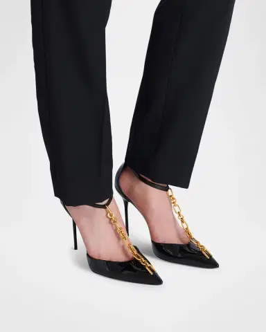 Balmain Sync Patent Leather Chain T-Strap Pumps | Thumbnail 2 Balmain Sync Patent Leather Chain T-Strap Pumps | Thumbnail 2
