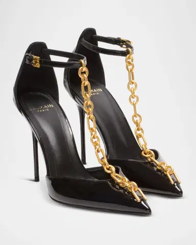 Balmain Sync Patent Leather Chain T-Strap Pumps | Thumbnail 3 Balmain Sync Patent Leather Chain T-Strap Pumps | Thumbnail 3
