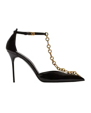 Balmain Sync Patent Leather Chain T-Strap Pumps | Thumbnail 1 Balmain Sync Patent Leather Chain T-Strap Pumps | Thumbnail 1