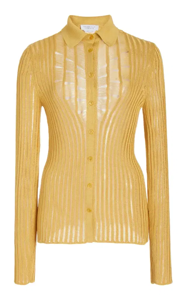 Aera Knit Shirt in Gold Shappe Silk Aera Knit Shirt in Gold Shappe Silk