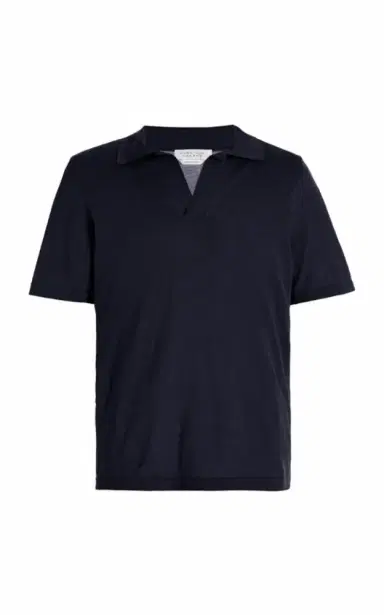Gabriela Hearst Stendhal Knit Short Sleeve Polo in Dark Navy Cashmere | Thumbnail 1 Gabriela Hearst Stendhal Knit Short Sleeve Polo in Dark Navy Cashmere | Thumbnail 1