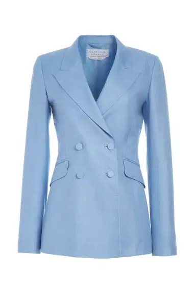 Gabriela Hearst Stephanie Blazer in Light Blue Virgin Wool and Silk Linen Twill | Thumbnail 1 Gabriela Hearst Stephanie Blazer in Light Blue Virgin Wool and Silk Linen Twill | Thumbnail 1