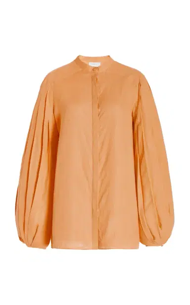 Gabriela Hearst Laetitia Blouse in Fluorescent Orange Aloe Linen | Thumbnail 1 Gabriela Hearst Laetitia Blouse in Fluorescent Orange Aloe Linen | Thumbnail 1