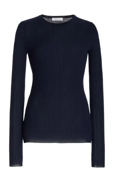 Gabriela Hearst Browning Knit Sweater in Dark Navy Cashmere Silk | Thumbnail 1 Gabriela Hearst Browning Knit Sweater in Dark Navy Cashmere Silk | Thumbnail 1