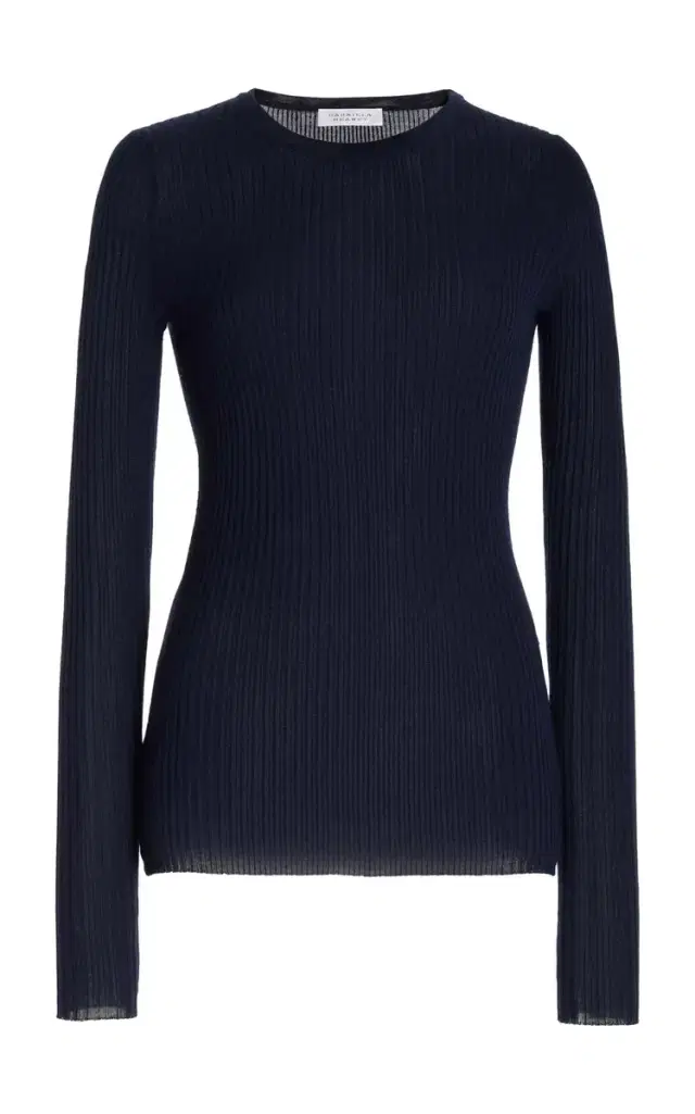Browning Knit Sweater in Dark Navy Cashmere Silk Browning Knit Sweater in Dark Navy Cashmere Silk