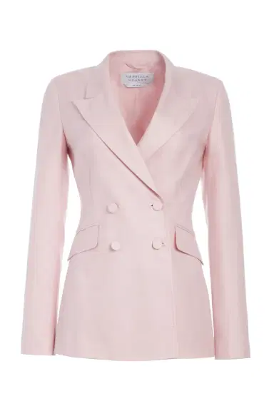 Gabriela Hearst Stephanie Blazer in Blush Virgin Wool and Silk Linen Twill | Thumbnail 1 Gabriela Hearst Stephanie Blazer in Blush Virgin Wool and Silk Linen Twill | Thumbnail 1
