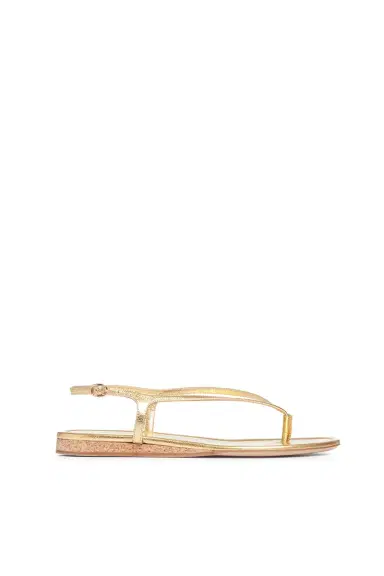 Gabriela Hearst Gia Flat Sandal in Gold Metallic Leather | Thumbnail 1 Gabriela Hearst Gia Flat Sandal in Gold Metallic Leather | Thumbnail 1
