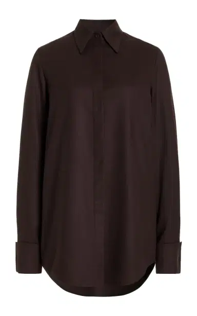 Gabriela Hearst Etlin Shirt in Chocolate Superfine Wool | Thumbnail 1 Gabriela Hearst Etlin Shirt in Chocolate Superfine Wool | Thumbnail 1