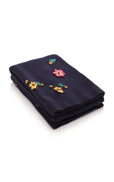 Gabriela Hearst Miles Knit Blanket in Dark Navy Cashmere | Thumbnail 1 Gabriela Hearst Miles Knit Blanket in Dark Navy Cashmere | Thumbnail 1