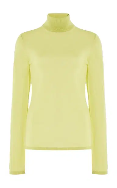 GABRIELA HEARST Costa Knit Turtleneck in Lime Adamite Cashmere Silk | Thumbnail 1 GABRIELA HEARST Costa Knit Turtleneck in Lime Adamite Cashmere Silk | Thumbnail 1