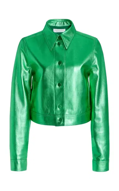 Gabriela Hearst Thereza Jacket in Variseite Green Metallic Nappa Leather | Thumbnail 1 Gabriela Hearst Thereza Jacket in Variseite Green Metallic Nappa Leather | Thumbnail 1