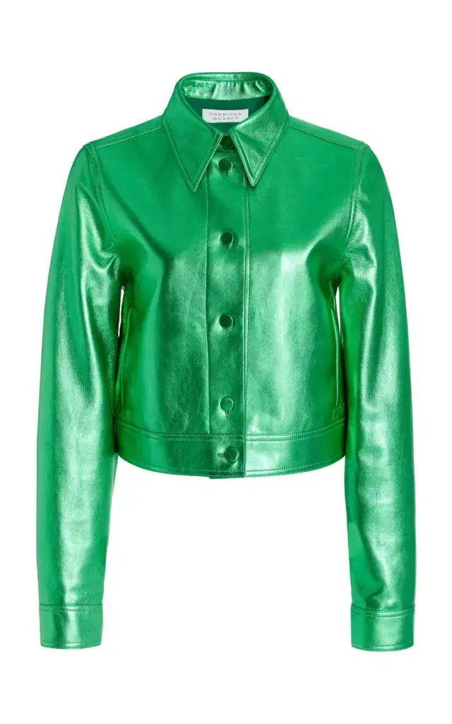Thereza Jacket in Variseite Green Metallic Nappa Leather Thereza Jacket in Variseite Green Metallic Nappa Leather