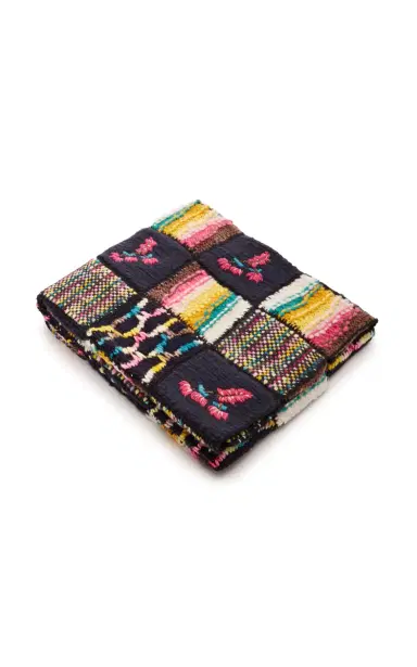 Gabriela Hearst Alec Patchwork Knit Blanket in Dark Navy Multi Welfat Cashmere | Thumbnail 1 Gabriela Hearst Alec Patchwork Knit Blanket in Dark Navy Multi Welfat Cashmere | Thumbnail 1