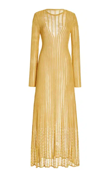 Gabriela Hearst Maia Knit Dress in Gold Shappe Silk | Thumbnail 1 Gabriela Hearst Maia Knit Dress in Gold Shappe Silk | Thumbnail 1