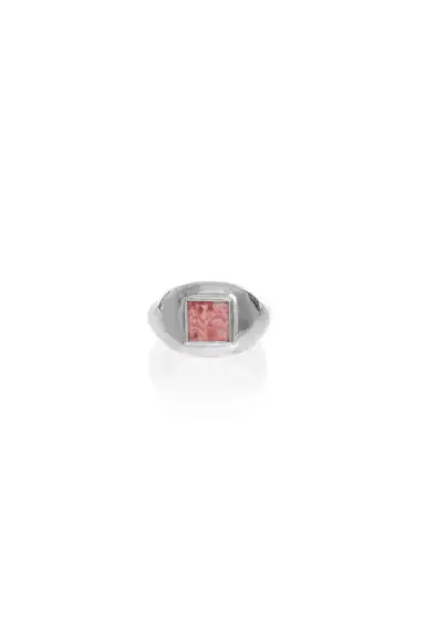 Gabriela Hearst Medium Ring in 18k White Gold & Pink Marble Stone | Thumbnail 1 Gabriela Hearst Medium Ring in 18k White Gold & Pink Marble Stone | Thumbnail 1