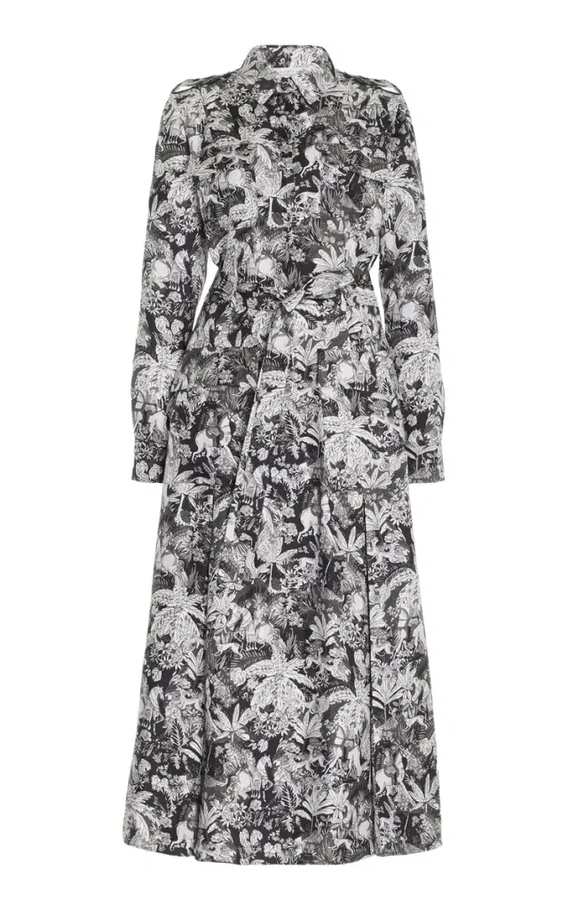 Galway Shirtdress in Grey Scale Printed Silk Twill Galway Shirtdress in Grey Scale Printed Silk Twill