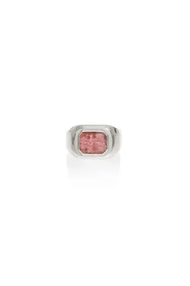 Gabriela Hearst Large Ring in 18k White Gold & Pink Marble Stone | Thumbnail 1 Gabriela Hearst Large Ring in 18k White Gold & Pink Marble Stone | Thumbnail 1