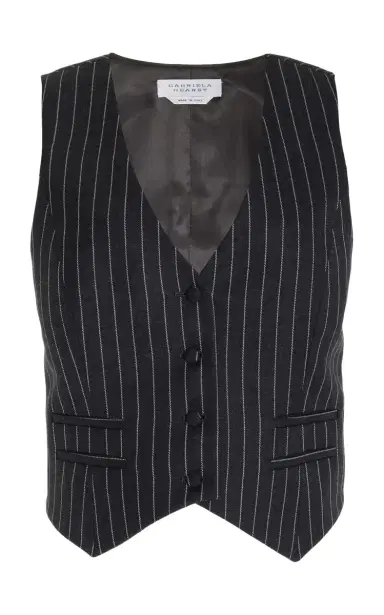 Gabriela Hearst Zeta Vest in Grey Pinstripe Wool | Thumbnail 1 Gabriela Hearst Zeta Vest in Grey Pinstripe Wool | Thumbnail 1