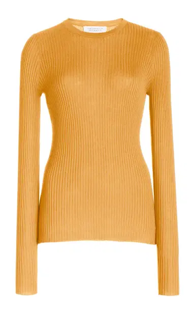 Gabriela Hearst Browning Knit Sweater in Fluorescent Orange Cashmere Silk | Thumbnail 1 Gabriela Hearst Browning Knit Sweater in Fluorescent Orange Cashmere Silk | Thumbnail 1