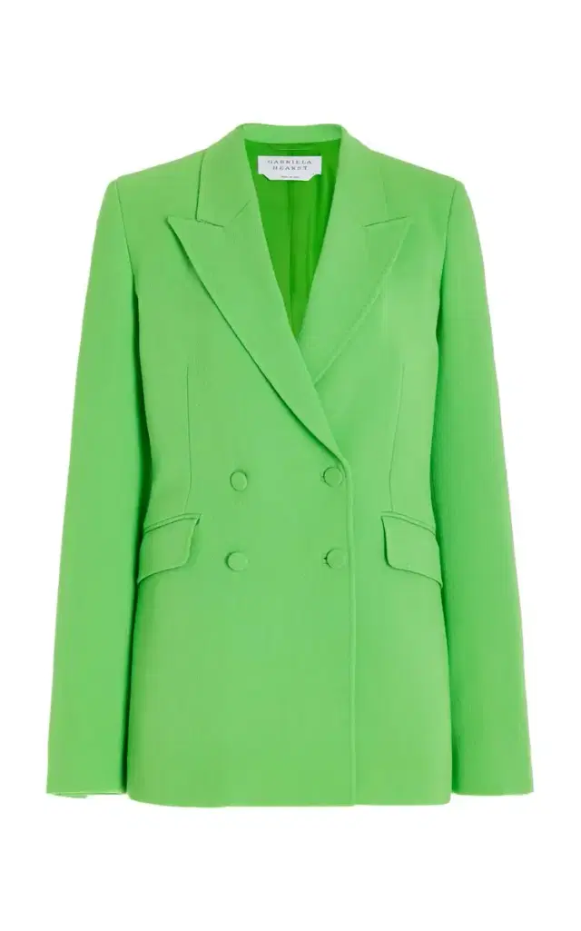 Stephanie Blazer in Fluorescent Green Virgin Wool Crepe Stephanie Blazer in Fluorescent Green Virgin Wool Crepe