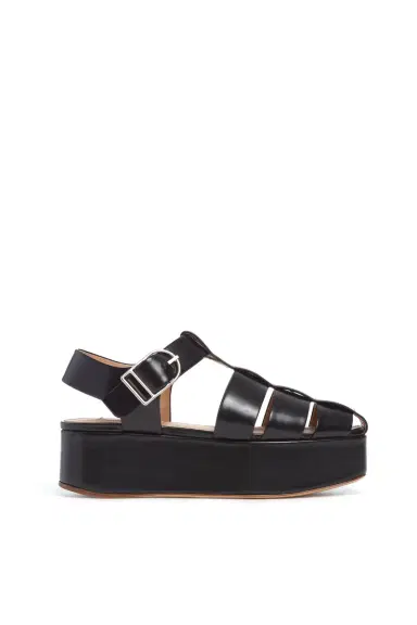 Gabriela Hearst Mila Plateau Sandal in Black Leather | Thumbnail 1 Gabriela Hearst Mila Plateau Sandal in Black Leather | Thumbnail 1