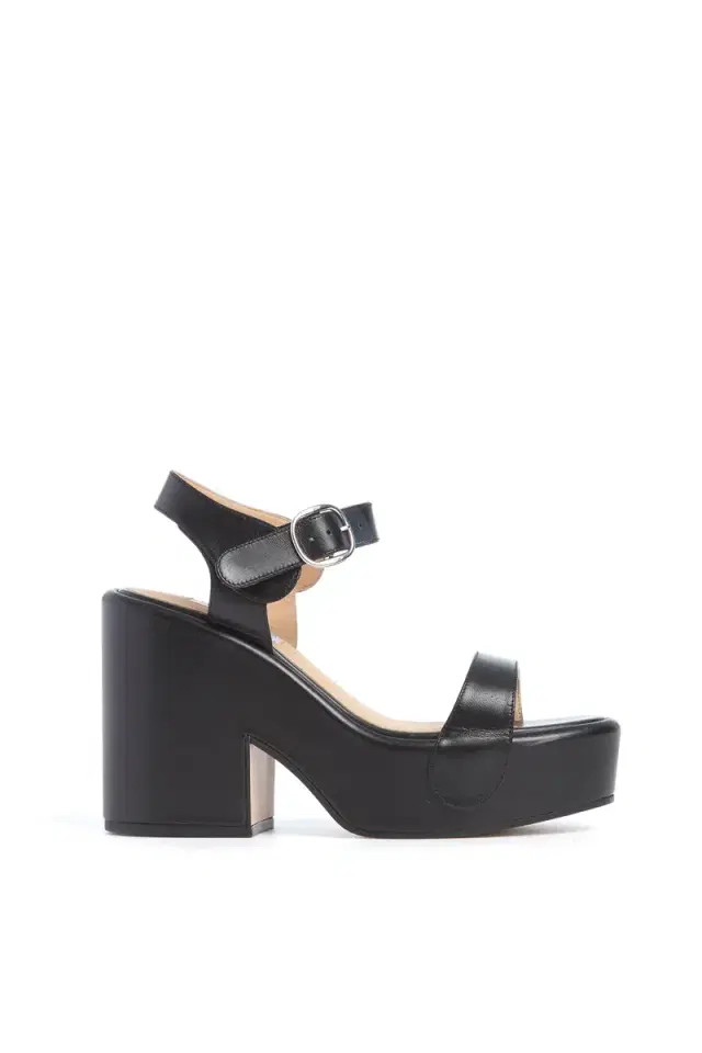 Iris Platform Sandal in Black Leather Iris Platform Sandal in Black Leather