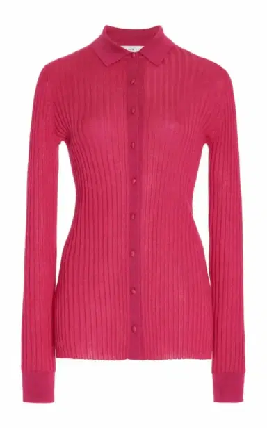 Gabriela Hearst Cavalieri Knit Shirt in Fuchsia Cashmere Silk | Thumbnail 1 Gabriela Hearst Cavalieri Knit Shirt in Fuchsia Cashmere Silk | Thumbnail 1