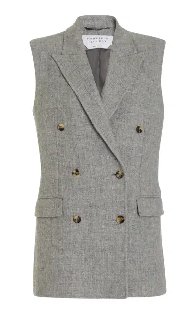 GABRIELA HEARST Mayte Vest in Light Grey Melange Cashmere Linen | Thumbnail 1 GABRIELA HEARST Mayte Vest in Light Grey Melange Cashmere Linen | Thumbnail 1