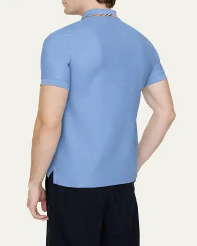 Burberry Men's Slim Fit Check-Placket Pique Polo Shirt | Thumbnail 2 Burberry Men's Slim Fit Check-Placket Pique Polo Shirt | Thumbnail 2