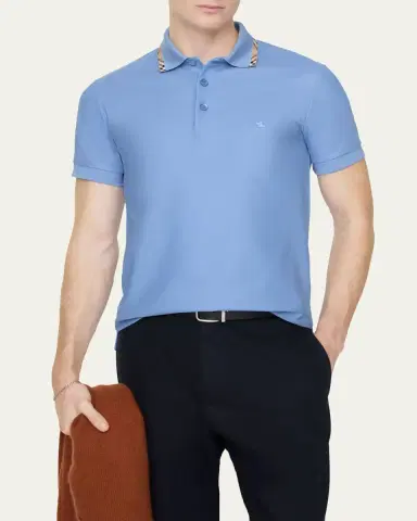 Burberry Men's Slim Fit Check-Placket Pique Polo Shirt | Thumbnail 3 Burberry Men's Slim Fit Check-Placket Pique Polo Shirt | Thumbnail 3