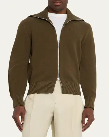 Bottega Veneta Men's Wool and Cotton Knit Full-Zip Cardigan | Thumbnail 4 Bottega Veneta Men's Wool and Cotton Knit Full-Zip Cardigan | Thumbnail 4