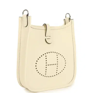 HERMÈS Hermes Evelyne TPM Cream Clemence Palladium Hardware | Thumbnail 2 HERMÈS Hermes Evelyne TPM Cream Clemence Palladium Hardware | Thumbnail 2