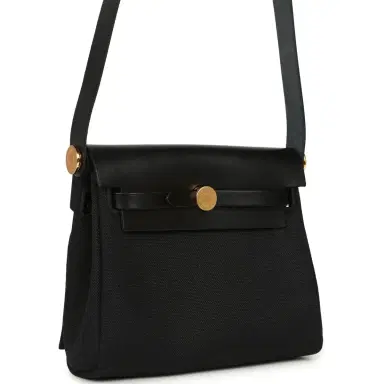HERMÈS Hermes Herbag Zip 20 Mini Black Toile Militaire Canvas and Black Vache Hunter Gold Hardware | Thumbnail 2 HERMÈS Hermes Herbag Zip 20 Mini Black Toile Militaire Canvas and Black Vache Hunter Gold Hardware | Thumbnail 2